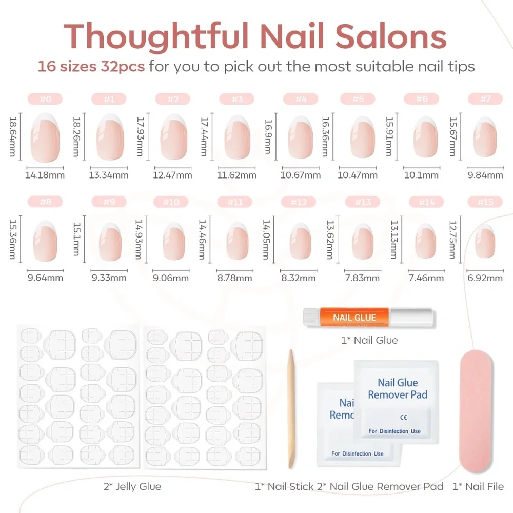 Modelones French Tip Super Short Oval Press-On Nails